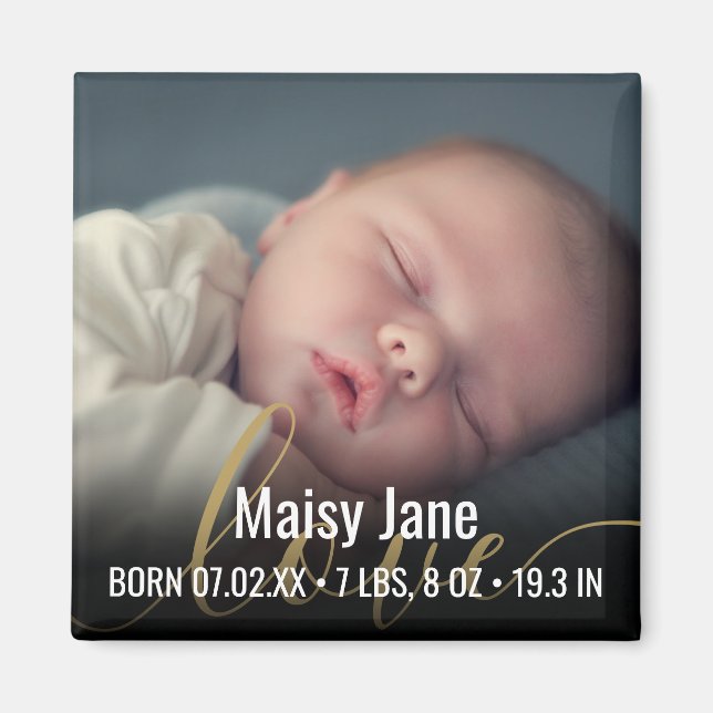 Personalized Baby Photo Name Birth Stats Magnet (Front)