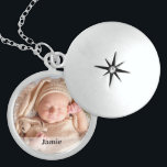 Personalized Baby Photo Name Overlay Locket Necklace<br><div class="desc">Create a timeless keepsake for a new mother with our Customizable Newborn Photo Locket. This locket is not just a piece of jewellery; it's a special way to celebrate the bond between a mother and her newborn, making it a perfect gift for this new chapter in her life. Customize this...</div>