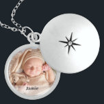 Personalized Baby Photo Name Overlay Locket Necklace<br><div class="desc">Create a timeless keepsake for a new mother with our Customizable Newborn Photo Locket. This locket is not just a piece of jewellery; it's a special way to celebrate the bond between a mother and her newborn, making it a perfect gift for this new chapter in her life. Customize this...</div>