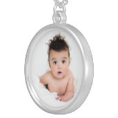 Personalized Baby Photo Template Silver Plated Necklace (Front Right)