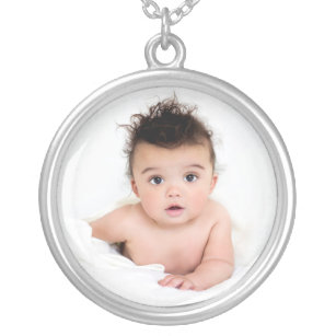 Personalized Baby Photo Template Silver Plated Necklace