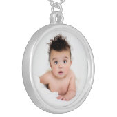 Personalized Baby Photo Template Silver Plated Necklace (Front Left)