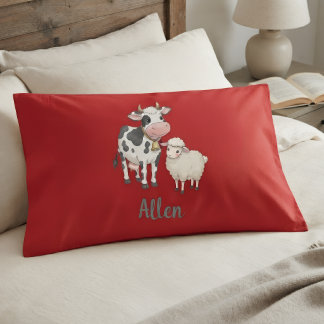 Personalized Baby Pillow Cover with Cute Cow