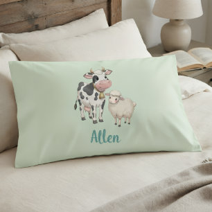 Personalized Baby Pillow Cover with Cute Cow 