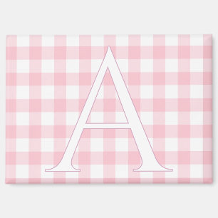 Personalized Baby Pink Gingham Monogram Magnet
