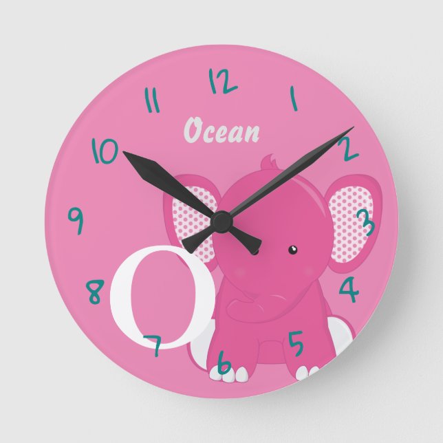 Personalized Baby Pink Round Clock (Front)