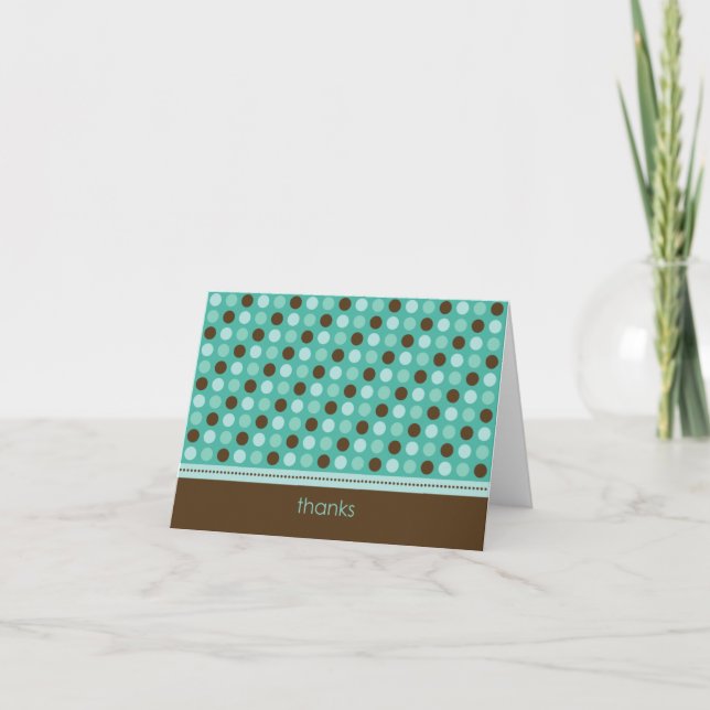 Personalized Baby Polka Dot Thank You Card (teal) (Front)