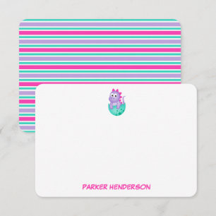 Personalized Baby Purple Dinosaur Stationery Thank You Card