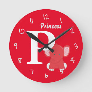 Personalized Baby Red Round Clock