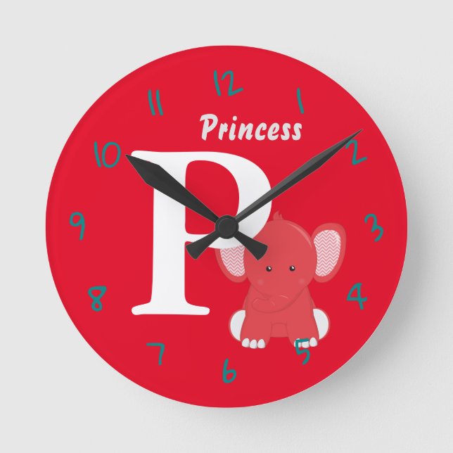 Personalized Baby Red Round Clock (Front)