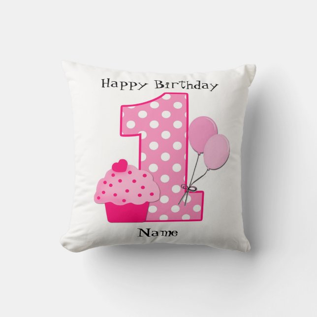 Personalized Baby’s 1st Birthday Pillow (Front)