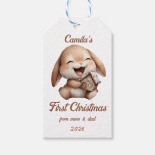 Personalized Baby’s First Christmas Bunny Gift Tags