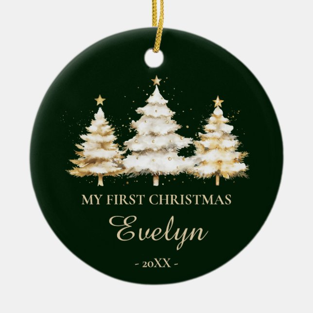 Personalized Baby’s First Christmas Ceramic Ornament (Front)