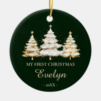 Personalized Baby’s First Christmas (Name & Photo) Ceramic Ornament