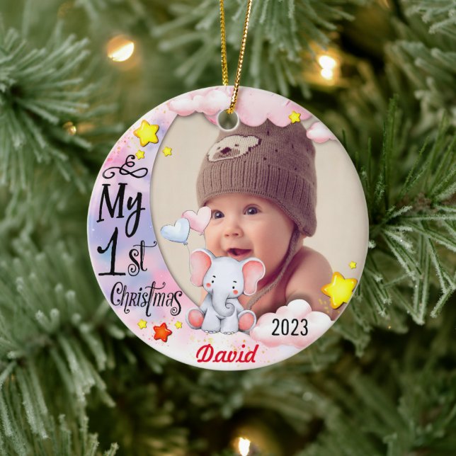 Personalized Baby’s First Christmas Photo Ornament (Tree)