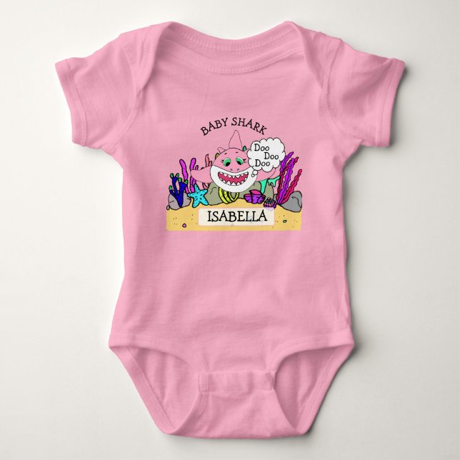 Personalized Baby Shark Baby's Bodysuit (Front)