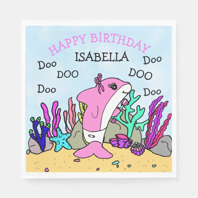 Personalized Baby Shark Birthday Napkin (Front)