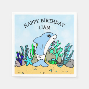 Personalized Baby Shark Birthday Napkin