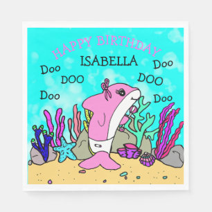 Personalized Baby Shark Birthday Napkin