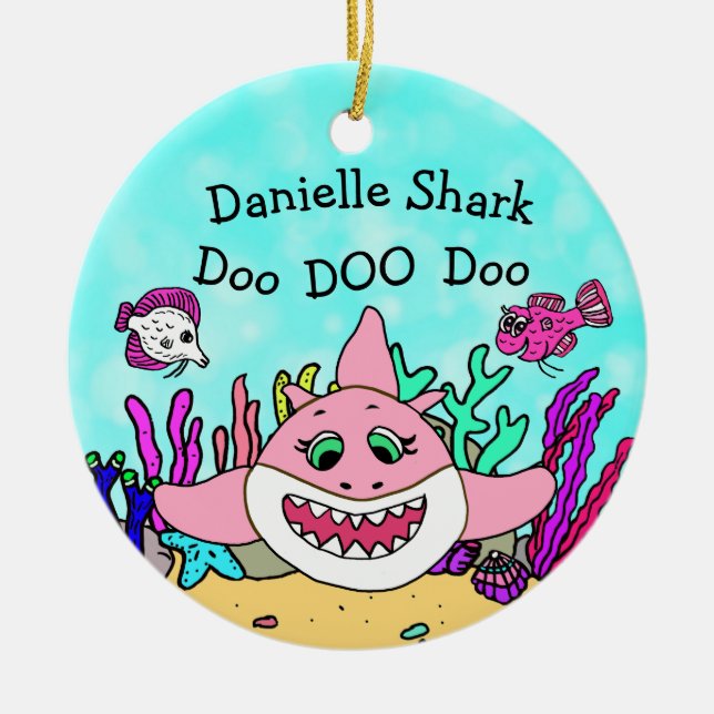 Personalized Baby Shark Family Christmas Ornament (Front)