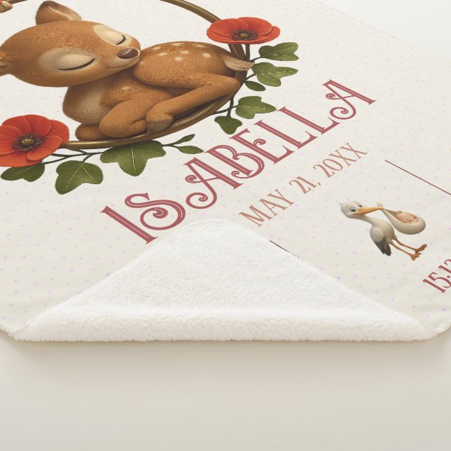 Personalized Baby Sherpa Blanket – Woodland Fawn (3/4)