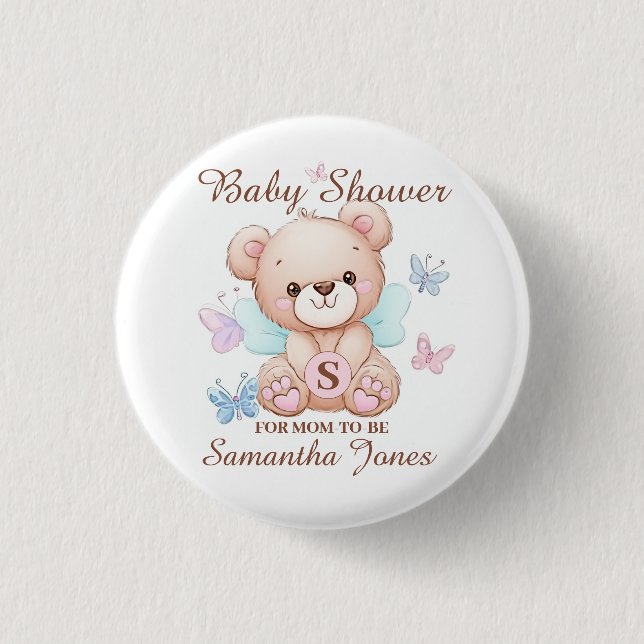 Personalized Baby Shower 1 Inch Round Button (Front)