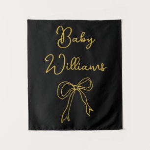Personalized Baby Shower Black & Gold Photo Booth Tapestry