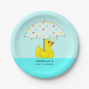 Personalized Baby Shower Duckling with Umbrella Paper Plate