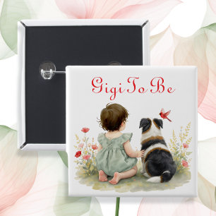 Personalized Baby Shower   Gigi To Be 2 Inch Square Button