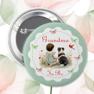 Personalized Baby Shower   Grandma To Be 2 Inch Round Button