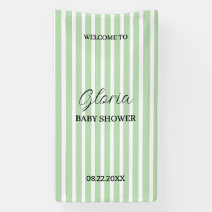 Personalized Baby Shower Green Striped Party Banner