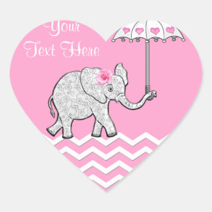 Personalized Baby Shower Heart Stickers for Girls