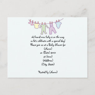 Personalized Baby Shower Invitation-Clothesline Invitation Postcard