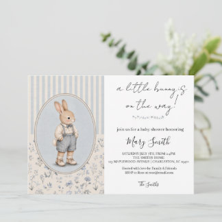 Personalized Baby Shower Invitation, Vintage Bunny Invitation
