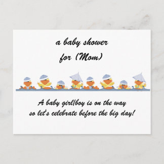 Personalized Baby Shower Invitations-Little Ducks Invitation Postcard
