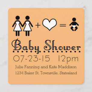 Personalized Baby Shower Modern Icon Mom and Mom Invitation