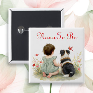 Personalized Baby Shower   Nana To Be 2 Inch Square Button