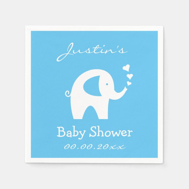 Personalized baby shower napkins with elephant (Front)