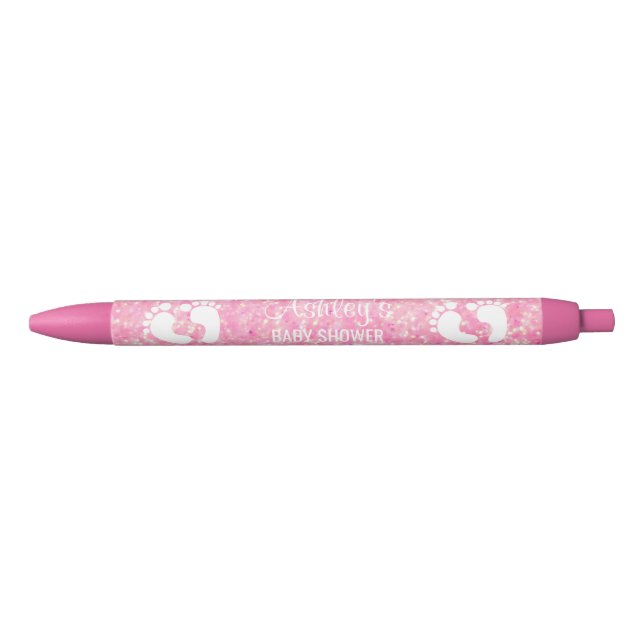 Personalized Baby Shower Pens - Pink Baby Feet (Front)