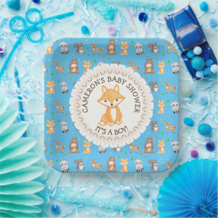 Personalized Baby Shower Plates Woodland Themed