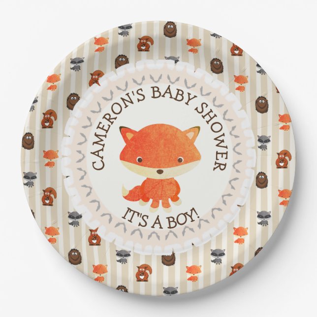 Personalized Baby Shower Plates Woodland Themed (Front)