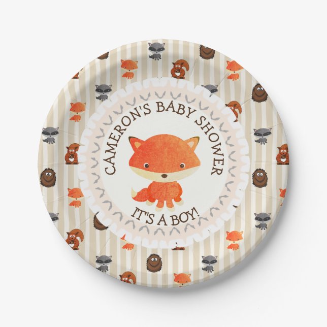Personalized Baby Shower Plates Woodland Themed (Front)
