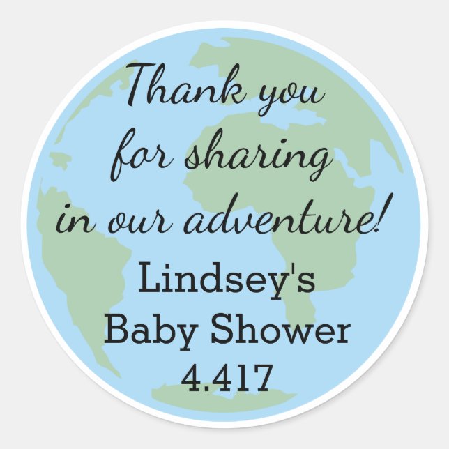 Personalized Baby Shower Stickers in Travel Theme (Front)