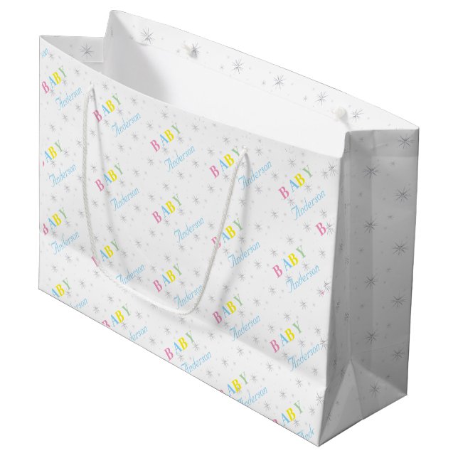 Personalized Baby Shower Tissue Paper Large Gift Bag (Front Angled)
