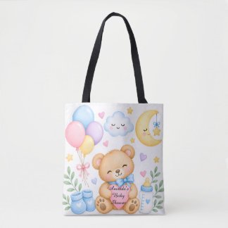 Personalized Baby Shower Tote Bag, Custom Name Bag