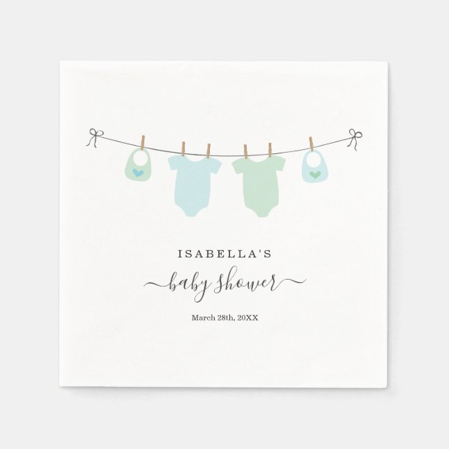 Personalized Baby Shower Twins Boys Napkin (Front)