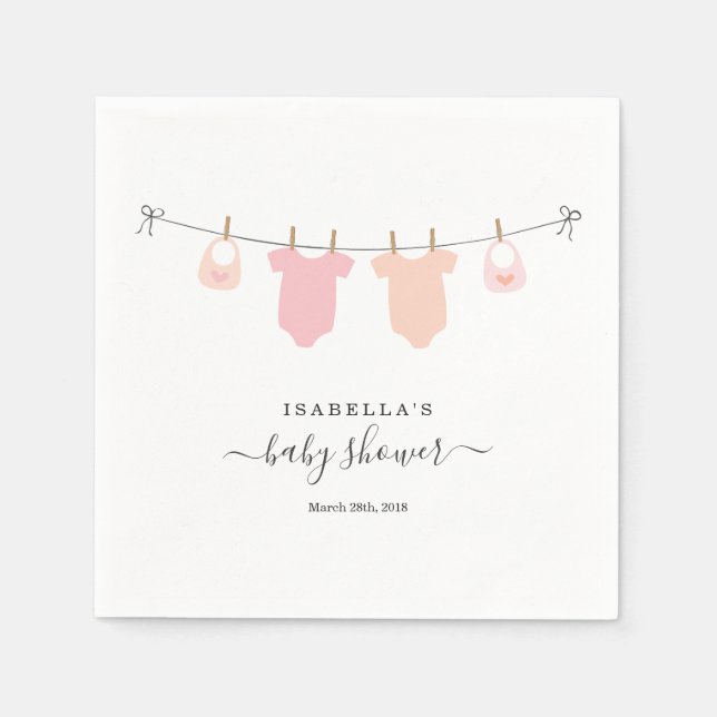 Personalized Baby Shower Twins Girls Napkin (Front)