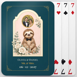 Personalized Baby Sloth Wedding Favour Photo Playing Cards