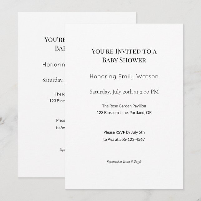 Personalized Baby Sprinkle or Shower Design Invitation (Front/Back)