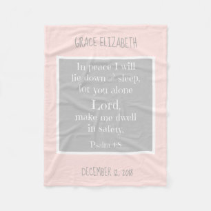 Personalized Baby, w Nighttime Prayer (Psalm 4:8) Fleece Blanket